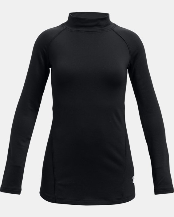 Girls' ColdGear® Mock Long Sleeve, Black, pdpMainDesktop image number 0